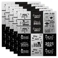 Detail of 2025 graduation party candy stickers with Congrats Grad and Class of 2025 text - Black And Silver Style(QT1260-3)