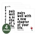 Set of 4 stickers featuring Congratulations text and wine glass icon for bottle labels - New Chapter of Life (QT796-7)