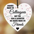 Detail of wooden heart plaque with emotional quote about colleagues and friendship - Colleagues Turned Friends Heartwarming Quotes (QT799-7)