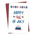 Funny 4th of July greeting card with a red envelope and festive American flag theme - Independence Day Cake Style (QT872-1)