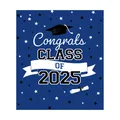 Sfondo per laurea 2025 con tocco e stelle su base blu scuro per feste di diploma - Stile Blu Profondo (QT1273-3)