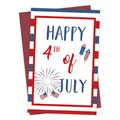 Funny Happy 4th of July greeting card with American flag, fireworks and red envelope - Independence Day Firework Flag Style (QT872-2)