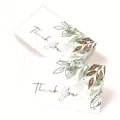 Elegant thank you cards with green and bronze leaf patterns on high-quality white paper - Green and Bronze Leaf Style (QT864)