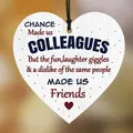 Detail of white heart wooden plaque with emotional quote and black hanging rope - Colleague Friendship Quotes (QT799-9)