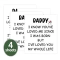 Detail of 4-pack self-adhesive wine bottle labels featuring Daddy appreciation text - For Daddy Heart Quote (QT796-10)
