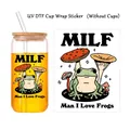 Detalle de pegatina UV DTF para taza con rana y hongo con texto divertido de MILF - Rana Y Hongo (QT898)