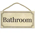 Rustiek houten badkamer muurbord met ophangtouw en beige vintage textuur - Badkamer (QT880-4)