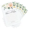 Détail de cartes de vœux florales pour mariages avec lignes d'écriture pour les invités - Style de Message Conseils et Vœux (QT929-3)