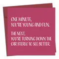 Funny birthday greeting card with envelope featuring humorous text on pink background - Rose Red Age Humor Style (QT884-4)