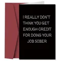 Funny greeting card with humorous text and a deep burgundy envelope set for coworkers - Workplace Job Humorous Style (QT885-10)
