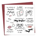 Funny birthday card with 'Bestie' text and red envelope for friend gift set - Bestie Theme Illustration Style (QT884-9)