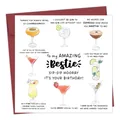 Detail of funny birthday card with nine cocktail illustrations and matching red envelope - Cocktail Grid Pun Style (QT884-10)