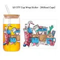 UV DTF medische verpleegster sticker wrap voor glazen met stethoscoop en medicijn iconen - Medische Verpleging Illustratie Medicijnfles Verpleegsterskap Stijl (QT856-3)