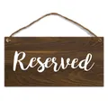 Rectangular dark brown wood Reserved sign with white script for rustic wedding decor - Reserved Style (QT921-1)
