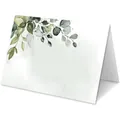 Foldable watercolor greenery wedding place cards with eucalyptus leaves and gold glitter dots - Eucalyptus Leaf Design(QT928-1)
