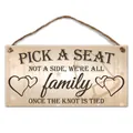 Wooden wedding welcome sign with heart design and Pick a Seat Not a Side quote - Pick A Seat Style (QT921-3)