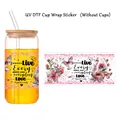 Adesivo UV DTF con fiori rosa e farfalle per decorazione di bicchieri in vetro da 16oz - Farfalla Rosa Floreale Stile Live Every Moment (QT904-3)