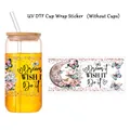 Adesivo UV DTF per bicchieri con fiori rosa, farfalle e testo Dream it WISH IT Do it - Fiori Rosa Luna Stile Dream It (QT904-4)