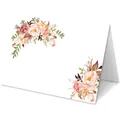Foldable white watercolor place card with elegant pink rose floral designs for weddings - Pink Watercolor Floral Design(QT928-2)