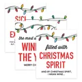 Close-up of funny Christmas wine bottle labels with colorful festive light patterns - QT1019 / 4pcs