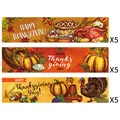Thanksgiving water bottle labels with retro turkey and pumpkin harvest illustrations - Mixed Thanksgiving Designs Style