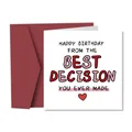 Funny happy birthday card with red envelope and humorous handwriting style text - Humorous Birthday Text Style (QT967-2)
