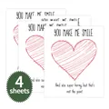 Set di 4 etichette creative per bottiglie di vino con motivi a cuore rosso disegnati - Cuore Graffiti Rosso (QT797-7)
