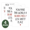 Set di 4 etichette adesive per bottiglie di vino con testo divertente e cuore rosso - Slogan Semplice Moderno (QT797-8)