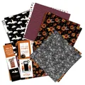 Papier décoratif Halloween avec motifs toile d'araignée et tournesols pour scrapbooking DIY - Motifs Mixtes d'Halloween (QT980)