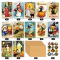 Retro Halloween cards set with 12 vintage pumpkin designs, envelopes and seal stickers - Retro Illustration Assorted Styles (QT989-2)