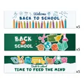 Back to School water bottle labels featuring chalkboard designs and school stationery patterns - School Design (QT948-2)