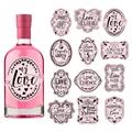 Set di 12 etichette rosa per bottiglie di vino di San Valentino con cuori romantici - Tema Romantico di San Valentino (QT1178) / 12 Fogli