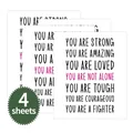 Set di 4 etichette creative per bottiglie di vino con frasi motivazionali - Ispirazione con Enfasi in Rosa (QT797-13)