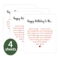 Set di 4 etichette adesive creative Happy Birthday per bottiglie di vino da uomo - Messaggio di Lode per il Compleanno (QT797-14)