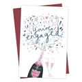 Hand-drawn engagement greeting card with champagne and ring illustrations - Engagement Blessing Style (QT933-2)
