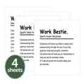 Set of 4 white Work Bestie wine bottle stickers with humorous social definitions - Work Bestie Definition (QT796-14)