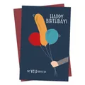 Funny birthday card with blue illustration and red envelope featuring humorous text - Suggestive Balloon Humor Style (QT933-4)