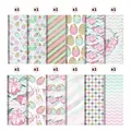 Detailansicht von 12 Mustern Oster-Scrapbook-Papier mit Hasen und bunten Eiern - Macaron-Feiertagscollage-Serie (QT1203-2)