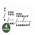 Set of 4 motivational wine bottle labels with 'YOU EARNED IT' typography print - Achievement Earned It (QT796-16)