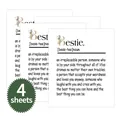 Set of 4 bestie definition wine bottle stickers with elegant floral art accents - Bestie Sentiment (QT796-17)