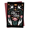 Vintage wedding greeting card featuring the future Mr & Mrs text with floral illustration - Wedding Bird And Ring Style (QT933-7)