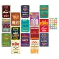 Set of 15 vintage inspirational wall cards and colorful dot stickers for room decor - Inspirational Illustration Quote Style (QT1199)