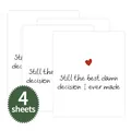 Set di 4 adesivi con testo Still the best damn decision I ever made e cuore rosso - Migliore Decisione d'Amore (QT797-21)