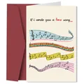 Dettaglio del biglietto di auguri musicale con note e busta rossa per colleghi - Stile Canzone d'Amore Musicale (QT1207-1)