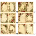12 sheets of vintage floral scrapbooking paper featuring festive Christmas botanicals - Vintage Floral Style (QT1044) / 12 Sheets