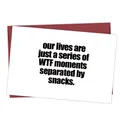 Funny greeting card with WTF quotes and deep red envelope for humorous birthdays - Humorous Quote Style 2 (QT945-2)