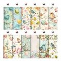 Set de 12 papeles de scrapbooking de Pascua con motivos florales y pájaros - Estilo de Flores y Pájaros de Primavera Dibujado a Mano (QT1200-3)