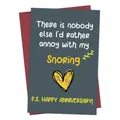 Funny anniversary card with snoring joke, charcoal grey card with red envelope set - Snoring Anniversary Style (QT933-15)