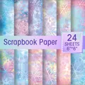 Winter snowflake scrapbook paper set with 24 sheets of 6x6 inch macaron gradient designs - Snowflake Pattern Combination