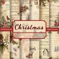Detail of 6x6 inch vintage Christmas scrapbook paper with 12 classic holiday patterns - Christmas Material Style 2 (QT1045-2)